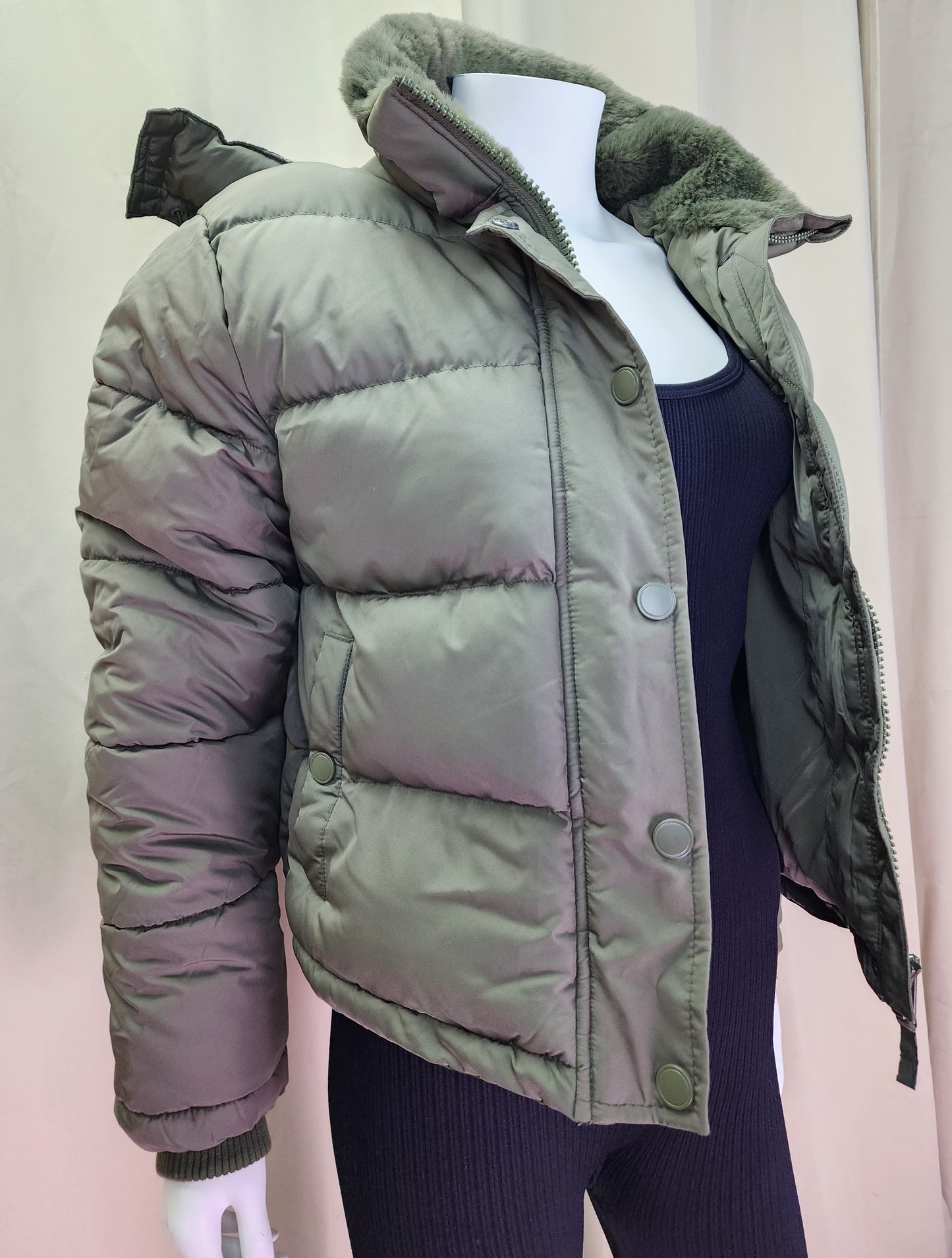 Olive Green Puffer Jacket