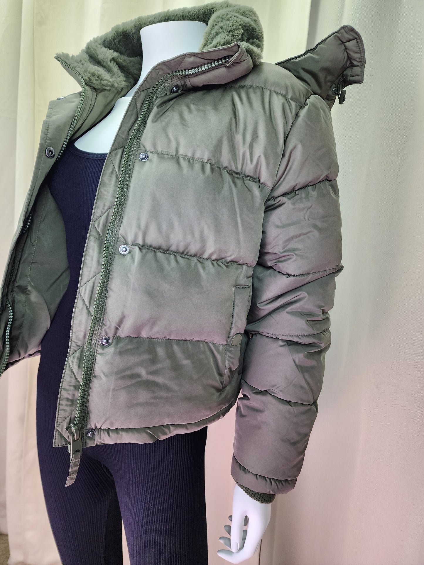 Olive Green Puffer Jacket