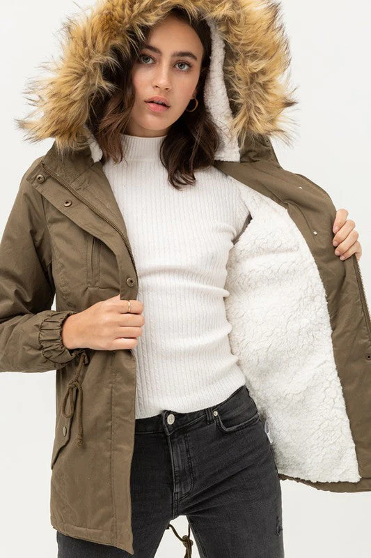 Olive faux store fur jacket